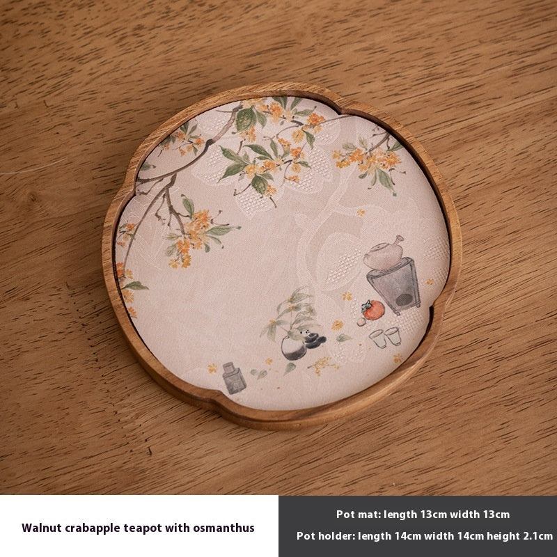 Walnut Begonia Pot Tray Set Tea Set Storage Tray