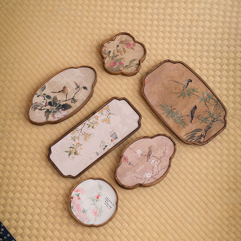 Walnut Begonia Pot Tray Set Tea Set Storage Tray