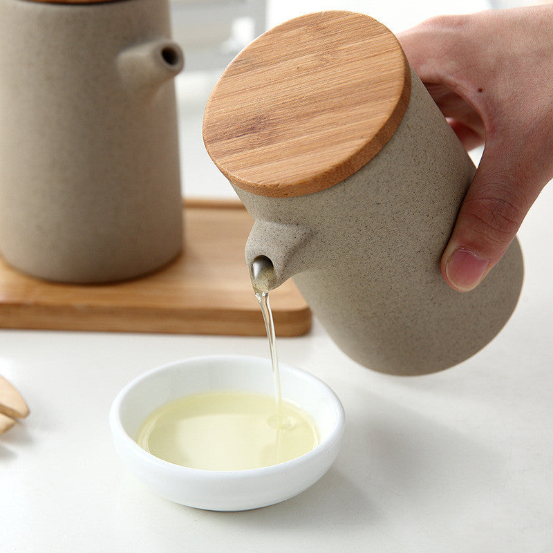 Kitchen Creative Health Pottery Japanese Style Seasoning Bottle Set