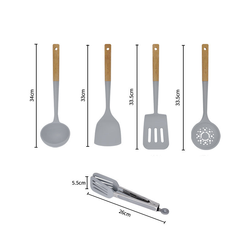 Household High Temperature Resistant Silicone Spatula Spoon Colander Kitchen Utensils Set
