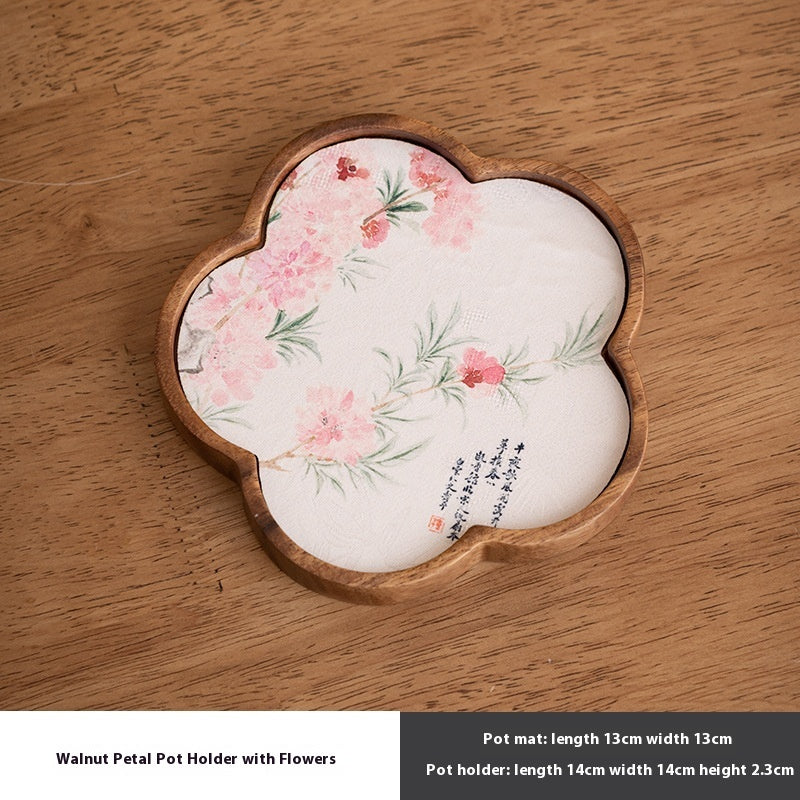 Walnut Begonia Pot Tray Set Tea Set Storage Tray