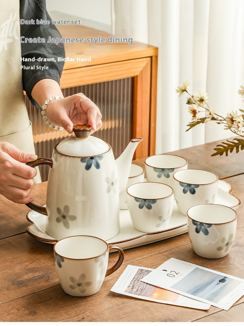 Underglaze Cup Suit Household Living Room Water Cup Water Pot Tea Set
