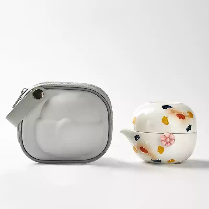 Portable Travel Kung Fu One Pot One Cup Ceramic Tea Set