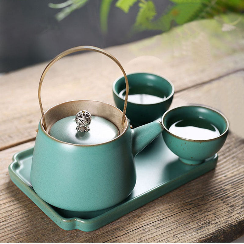 Tea Set Japanese Style Stoneware Tea Cup And Pot Small Set