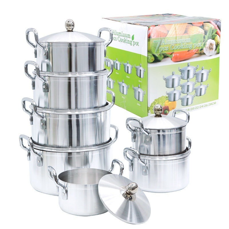 7-piece Kitchen Pot Set Aluminum Pot Suit