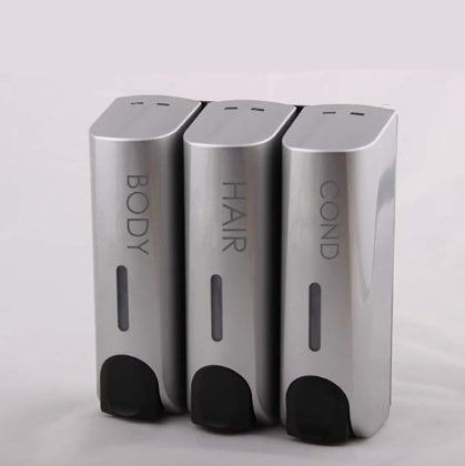 Plastic Wall Mount Soap Dispenser  Black Bathroom Shower Shampoo Liquid Dispenser Set Hotel Mall Kitchen Soap Bottle 350ml