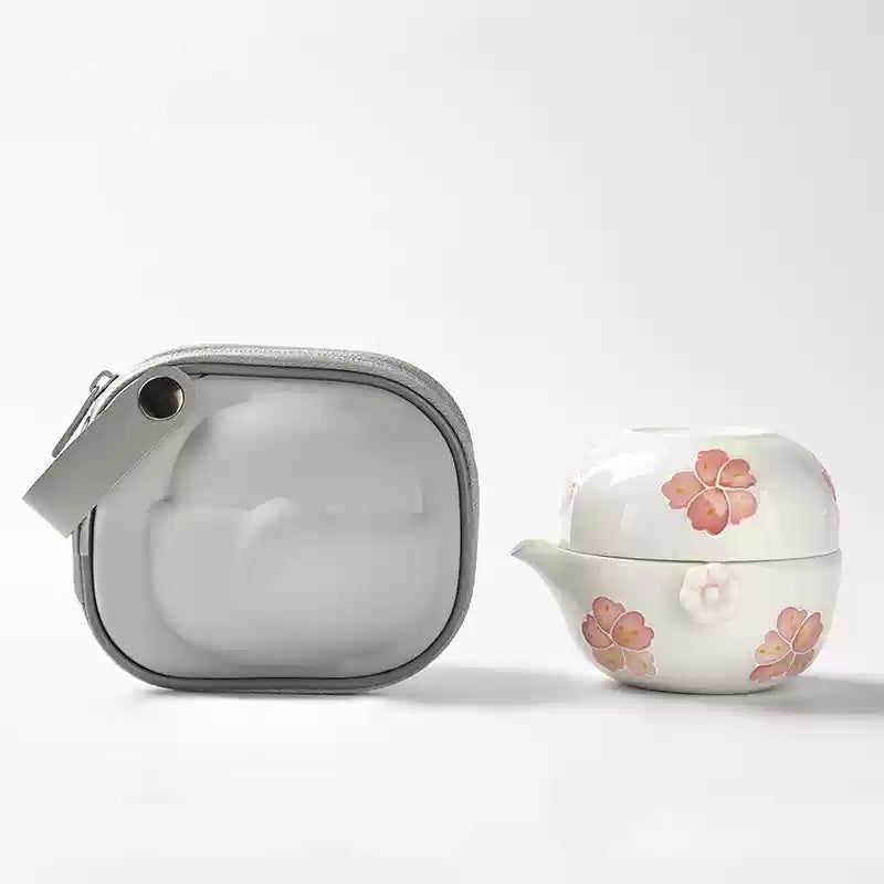 Portable Travel Kung Fu One Pot One Cup Ceramic Tea Set