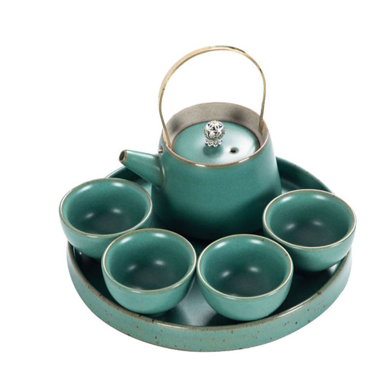 Tea Set Japanese Style Stoneware Tea Cup And Pot Small Set