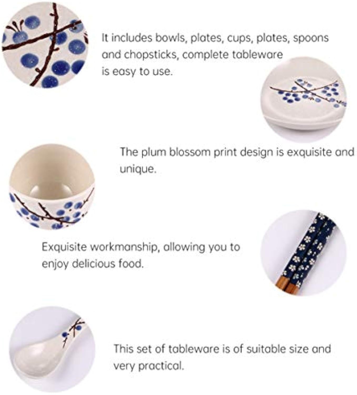 Tableware Set, Japanese Ceramic Dinnerware Set For Home, Kitchen, Person, 6 Uds.