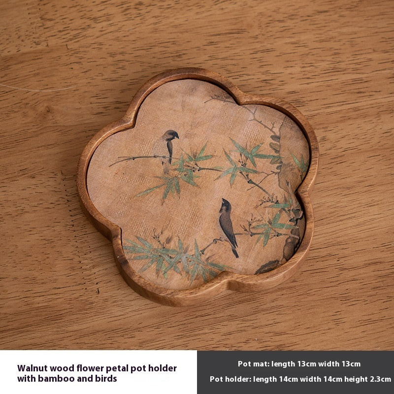 Walnut Begonia Pot Tray Set Tea Set Storage Tray