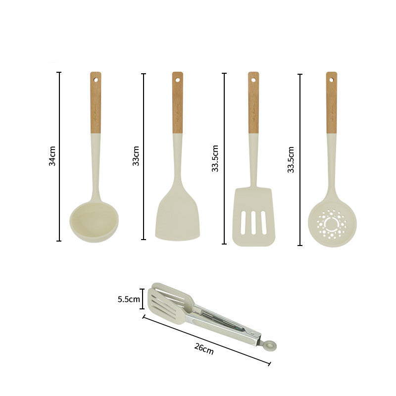 Household High Temperature Resistant Silicone Spatula Spoon Colander Kitchen Utensils Set