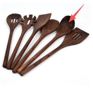 New 6-Piece Black Walnut Kitchen Utensils Household Solid Wood Kitchen Cooking Wooden Shovel Wooden Spoon Cooking Set