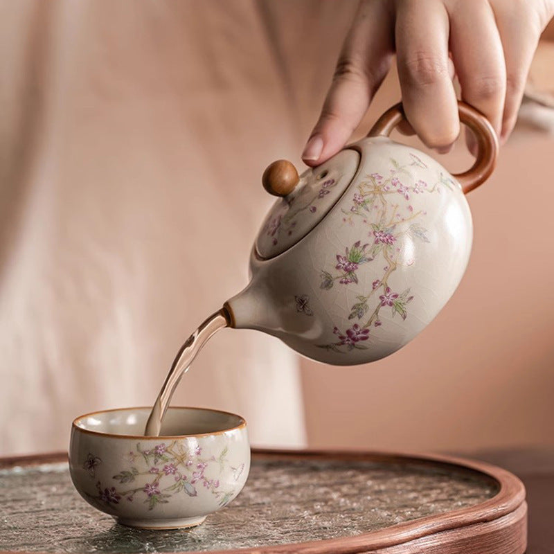 Ware Cute Flower Cat Pot Kung Fu Tea Set