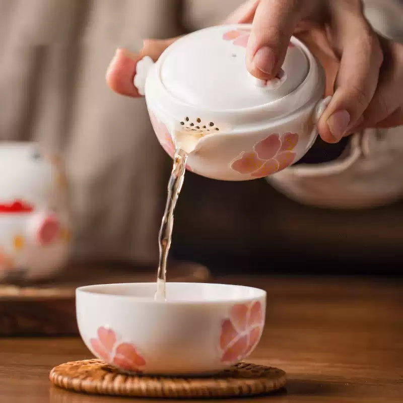 Portable Travel Kung Fu One Pot One Cup Ceramic Tea Set