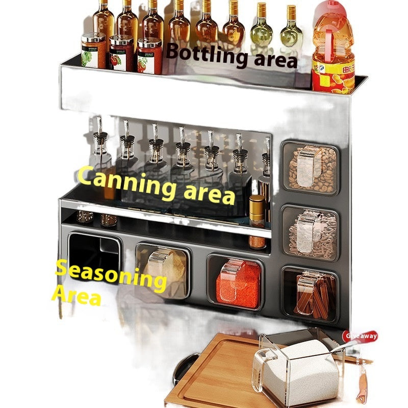 Q3Y Jiabangshou Kitchen Storage Rack Seasoning Box Multi-functional Bottle & Can Home Combination Set Wall Hanging Storage