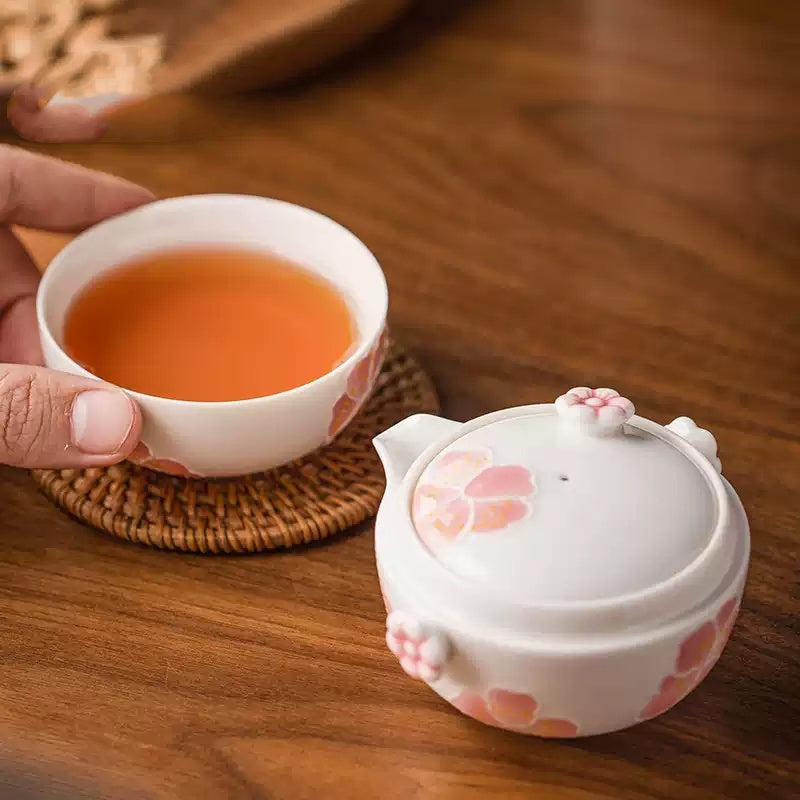 Portable Travel Kung Fu One Pot One Cup Ceramic Tea Set