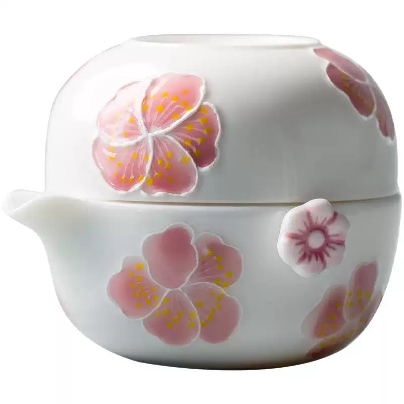 Portable Travel Kung Fu One Pot One Cup Ceramic Tea Set