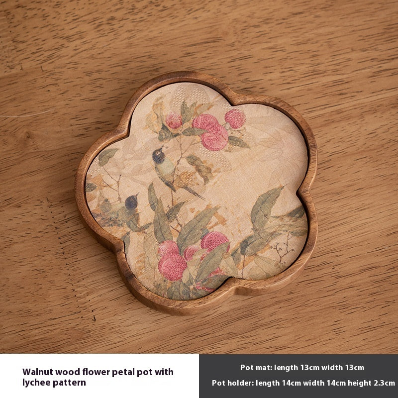 Walnut Begonia Pot Tray Set Tea Set Storage Tray