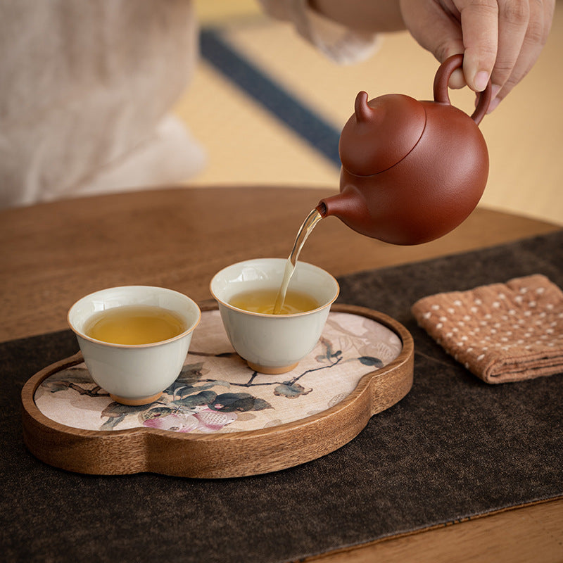 Walnut Begonia Pot Tray Set Tea Set Storage Tray