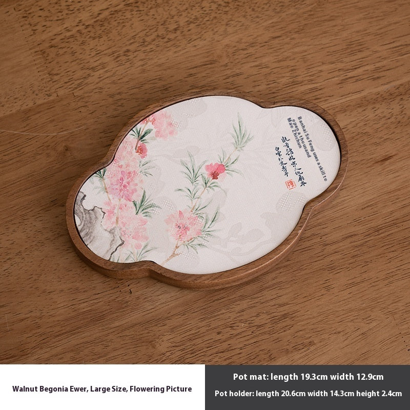 Walnut Begonia Pot Tray Set Tea Set Storage Tray
